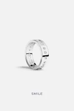 APM Monaco Anneau de code Morse SMILE Argent Sterling