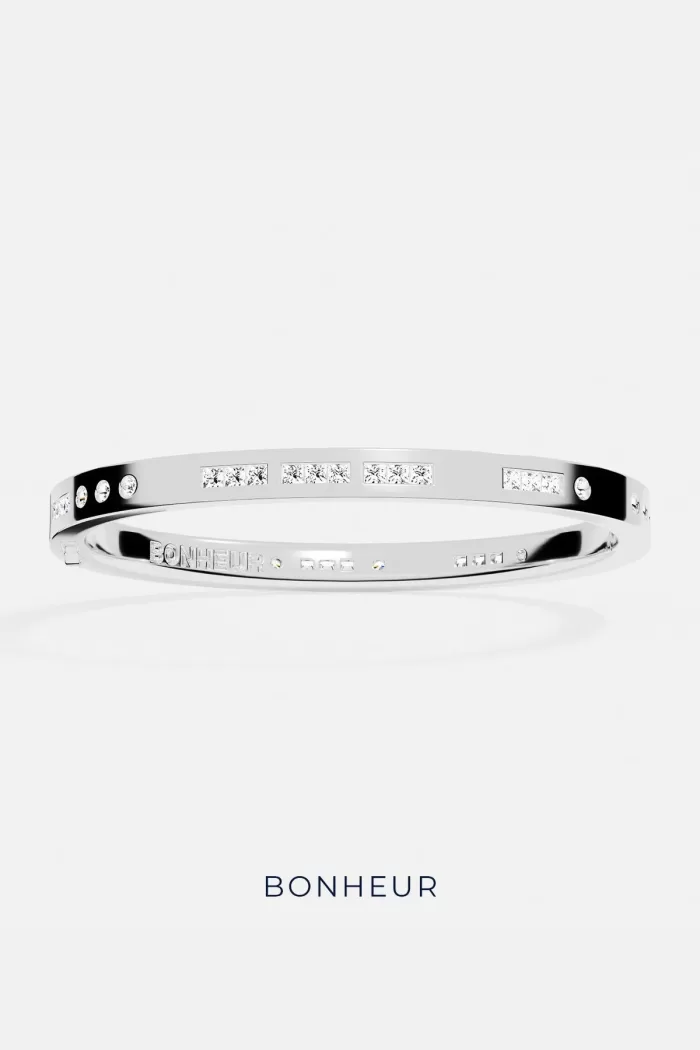 APM Monaco BONHEUR Bracelet Code Morse Argent Sterling