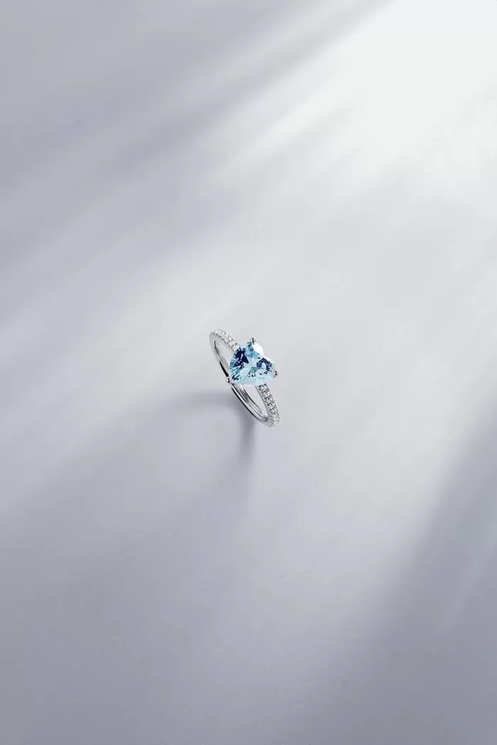 APM Monaco Bague Coeur Bleu Argent Sterling