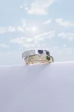 APM Monaco Bague Coeur Bleu & Blanc Argent Sterling