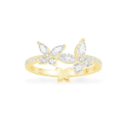 APM Monaco Bague Papillon Plaqué Or Jaune 18 Carats