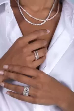 APM Monaco Bague Pavée Argent Sterling