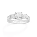 APM Monaco Bague Pavée Carrée Argent Sterling