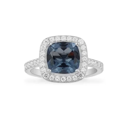 APM Monaco Bague Pavée Carrée Bleue Argent Sterling