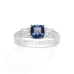 APM Monaco Bague Pavée Carrée Bleue Argent Sterling