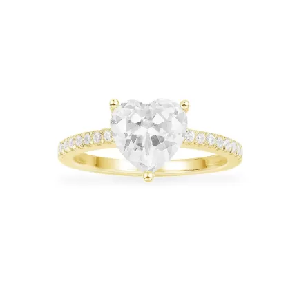 APM Monaco Bague Pavée Coeur Plaqué Or Jaune 18 Carats