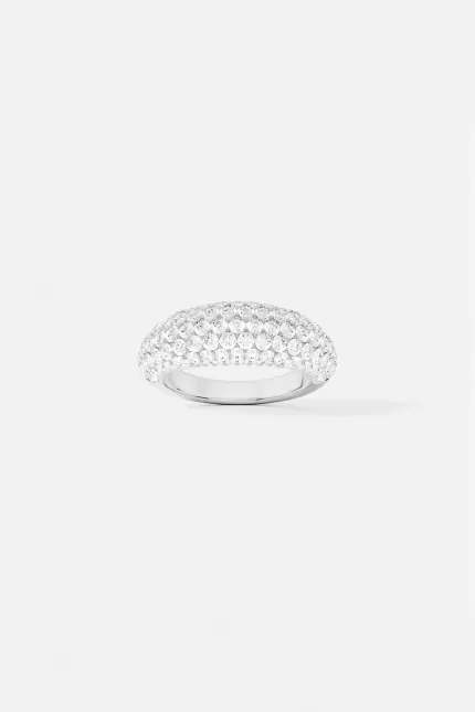 APM Monaco Bague Pavée Dôme Argent Sterling