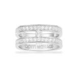 APM Monaco Bague Pavée Double Ligne Argent Sterling