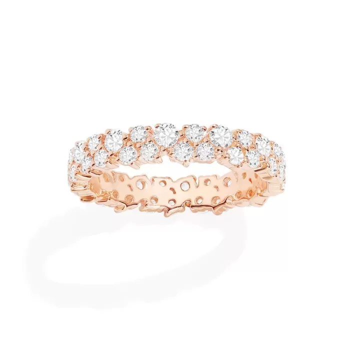 APM Monaco Bague Pavée Plaqué Or Rose 18 Carats