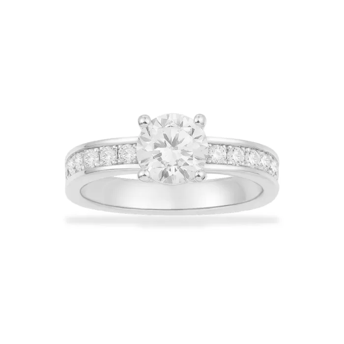 APM Monaco Bague Pavée avec Zircone Ronde Argent Sterling