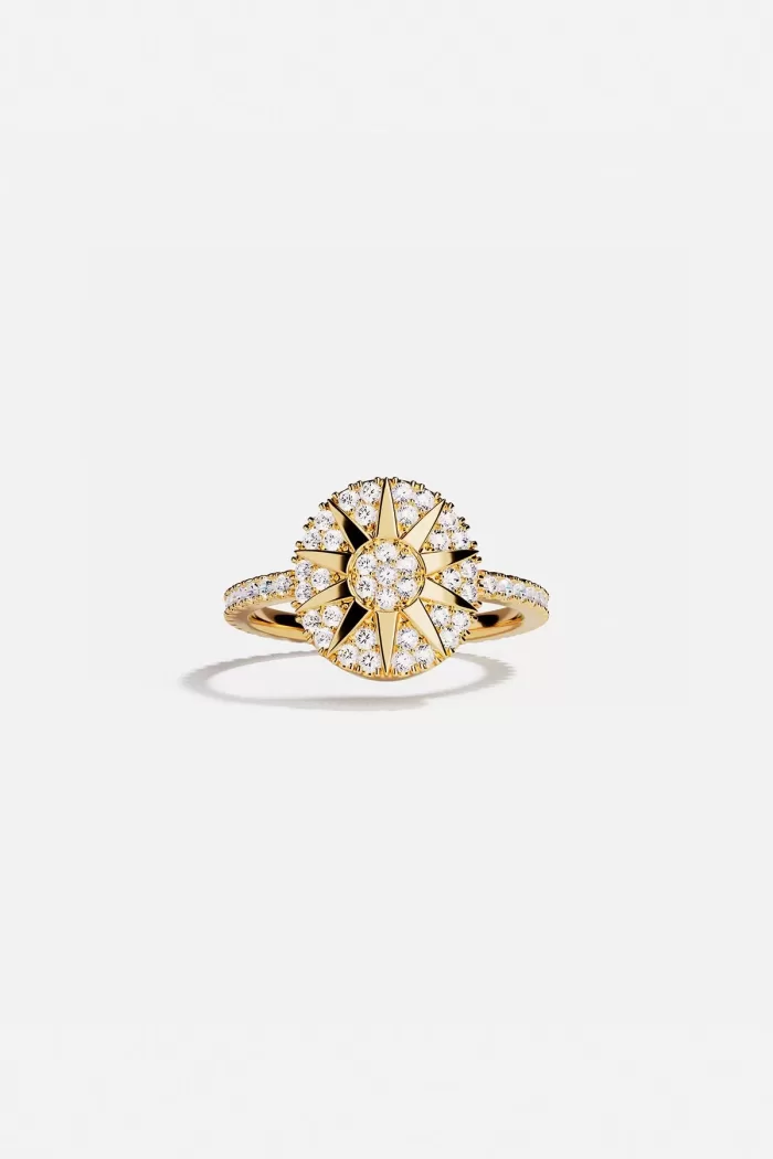 APM Monaco Bague Soleil Pavé Plaqué Or Jaune 18 Carats