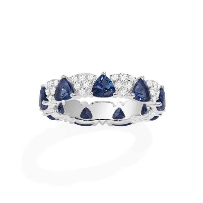 APM Monaco Bague Triangle Blanc & Bleu Argent Sterling