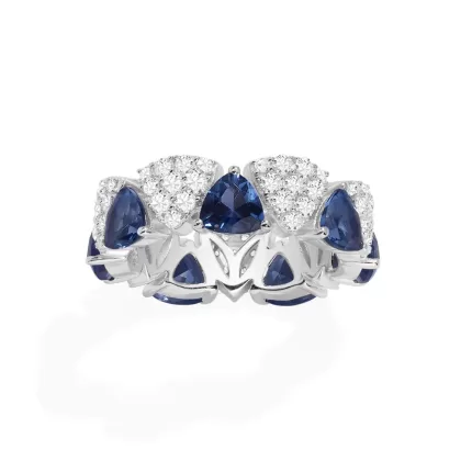 APM Monaco Bague Triangle Blanc & Bleu Argent Sterling