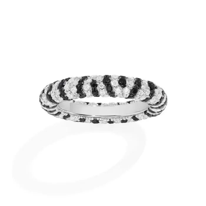 APM Monaco Bague Zèbre Argent Sterling