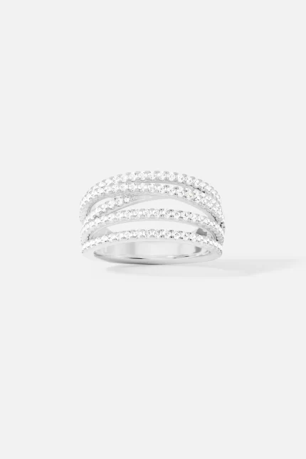 APM Monaco Bague à cinq anneaux Argent Sterling