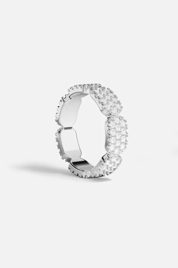 APM Monaco Bague pavée en argent délicate Argent Sterling