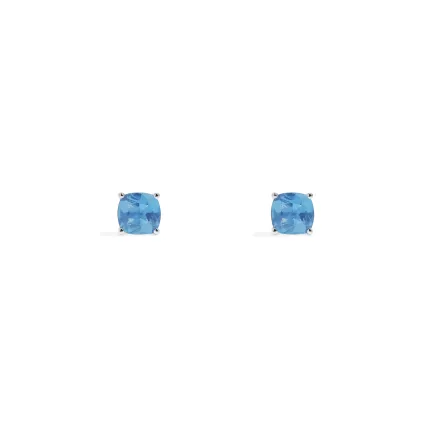 APM Monaco Boucles D’oreilles Puces Carrées Bleu Lagon Argent Sterling