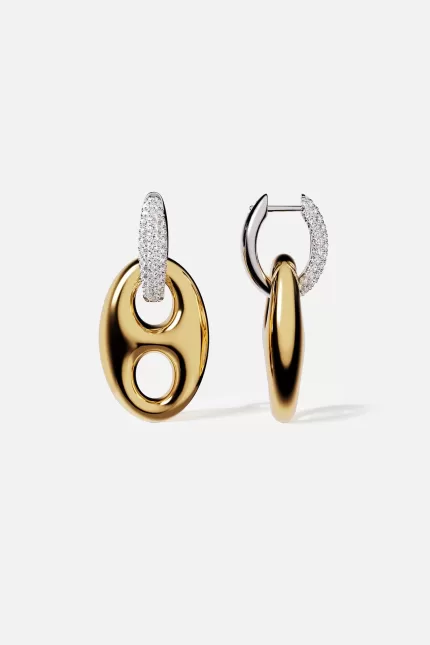 APM Monaco Boucles d’oreilles Grain de Café Plaqué Or Jaune 18 Carats