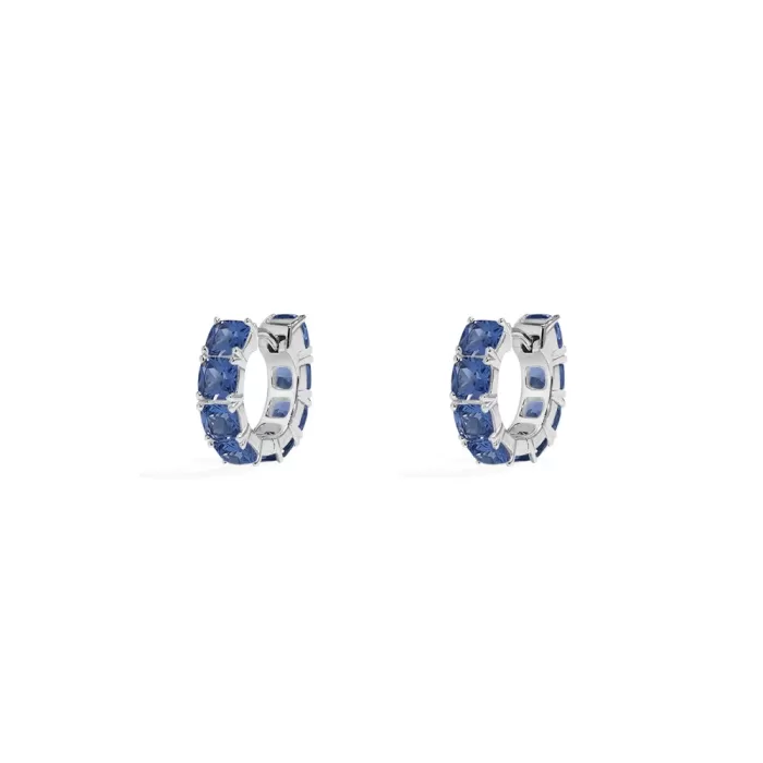 APM Monaco Boucles d’oreilles Huggie carrées bleues Argent Sterling