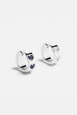 APM Monaco Boucles d’oreilles Huggie coeur bleu et blanc Argent Sterling