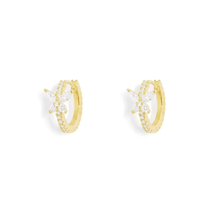 APM Monaco Boucles d’oreilles Huggie papillon Plaqué Or Jaune 18 Carats