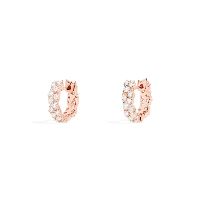 APM Monaco Boucles d’oreilles Huggie pavées Plaqué Or Rose 18 Carats