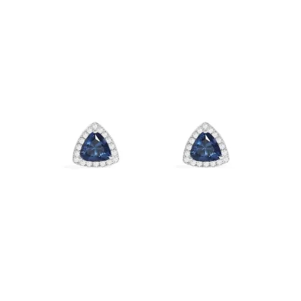 APM Monaco Boucles d’oreilles à tige pavées triangle bleu Argent Sterling