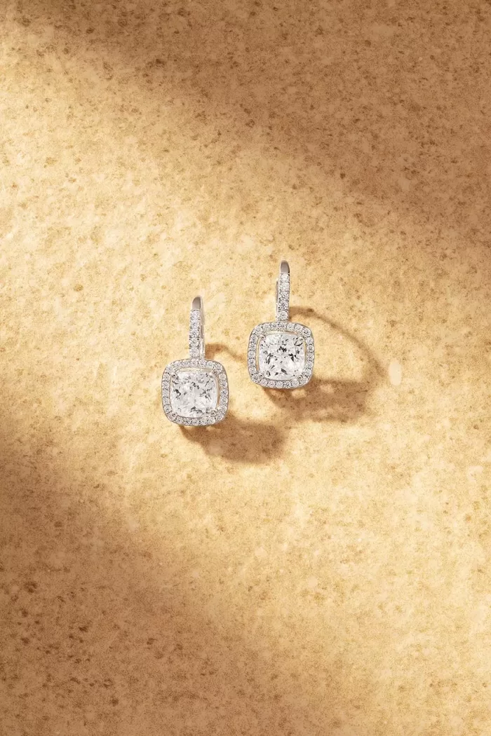 APM Monaco Boucles d’oreilles créoles avec pierres carrées Argent Sterling