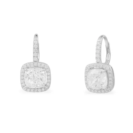 APM Monaco Boucles d’oreilles créoles avec pierres carrées Argent Sterling