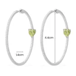 APM Monaco Boucles d’oreilles créoles coeur vert Argent Sterling