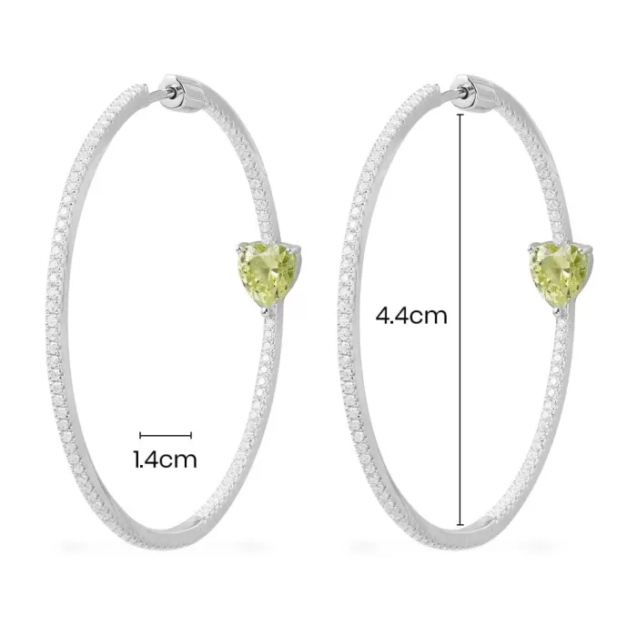 APM Monaco Boucles d’oreilles créoles coeur vert Argent Sterling