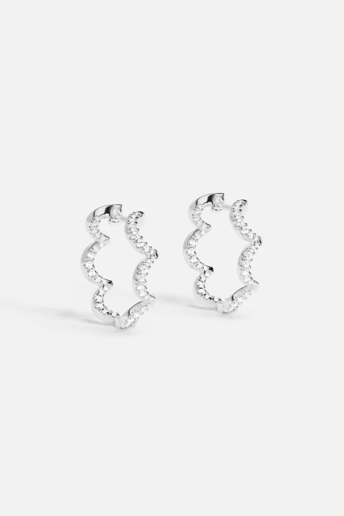 APM Monaco Boucles d’oreilles créoles ondulées en argent – Petites Argent Sterling