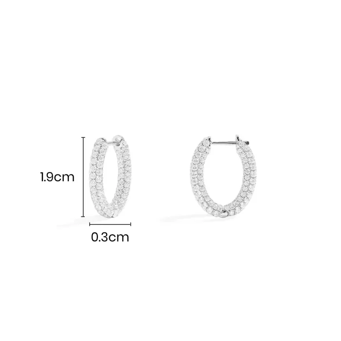 APM Monaco Boucles d’oreilles créoles pavées Argent Sterling