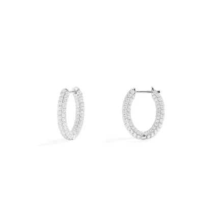 APM Monaco Boucles d’oreilles créoles pavées Argent Sterling