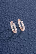 APM Monaco Boucles d’oreilles créoles pavées Plaqué Or Rose 18 Carats