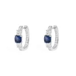 APM Monaco Boucles d’oreilles créoles pavées carrées bleues Argent Sterling