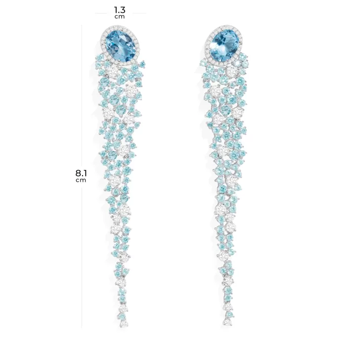 APM Monaco Boucles d’oreilles longues pendantes bleu lagon Argent Sterling