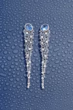 APM Monaco Boucles d’oreilles longues pendantes bleu lagon Argent Sterling