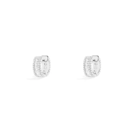 APM Monaco Boucles d’oreilles mini créoles pavées Argent Sterling