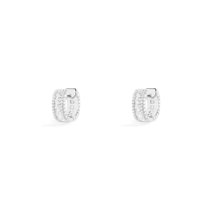 APM Monaco Boucles d’oreilles mini créoles pavées Argent Sterling