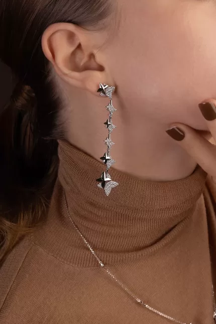 APM Monaco Boucles d’oreilles pendantes Météorites en argent Argent Sterling