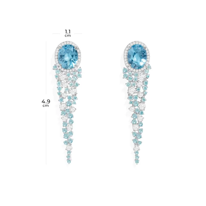 APM Monaco Boucles d’oreilles pendantes bleu lagon Argent Sterling