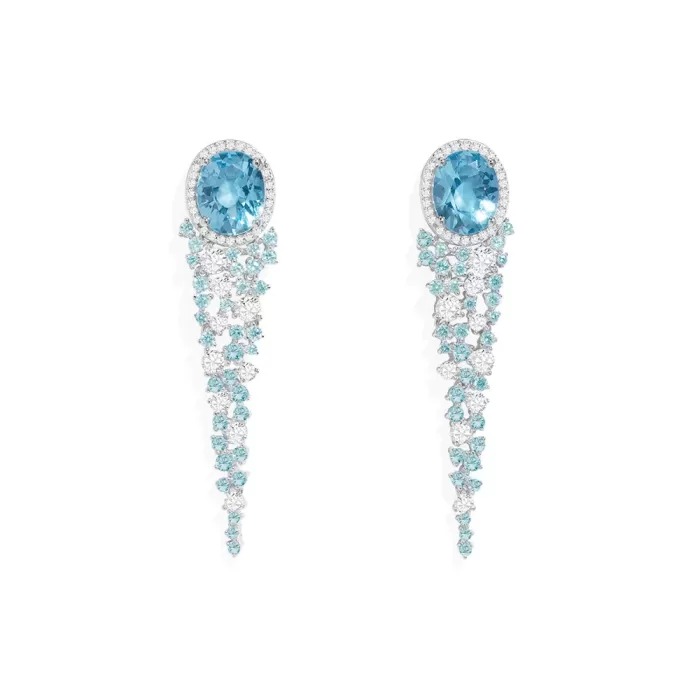 APM Monaco Boucles d’oreilles pendantes bleu lagon Argent Sterling