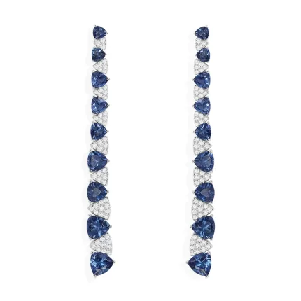 APM Monaco Boucles d’oreilles pendantes triangle blanc et bleu Argent Sterling