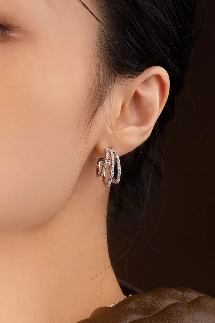 APM Monaco Boucles d’oreilles triples créoles Argent Sterling