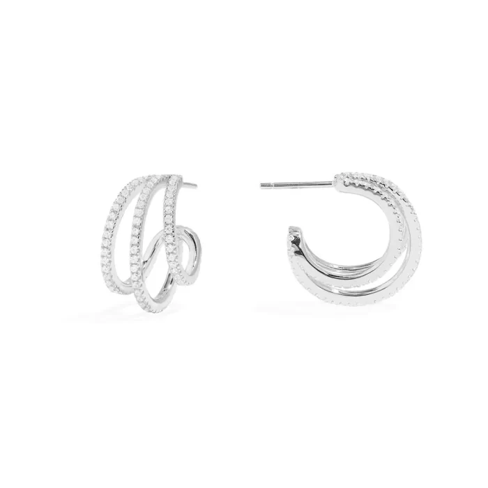 APM Monaco Boucles d’oreilles triples créoles Argent Sterling