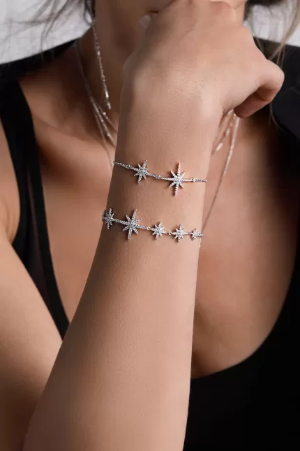 APM Monaco Bracelet Ajustable Multi-Météorites Argent Sterling