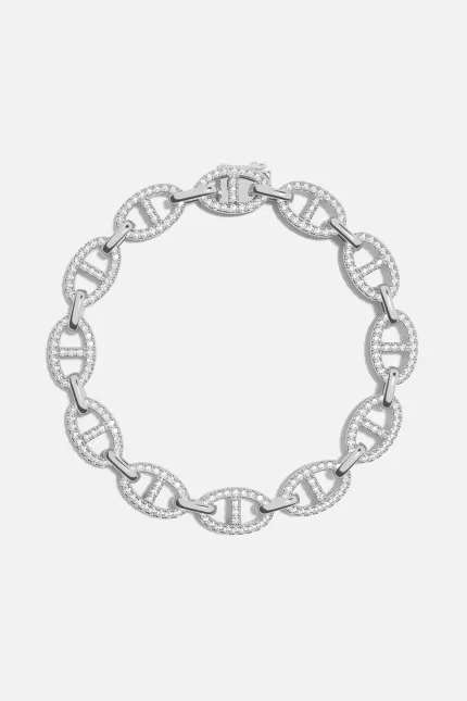 APM Monaco Bracelet Chaîne Maille Marine Argent Sterling