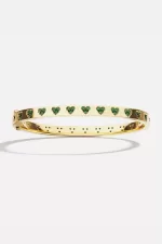 APM Monaco Bracelet Cœur Vert et Blanc Plaqué Or Jaune 18 Carats