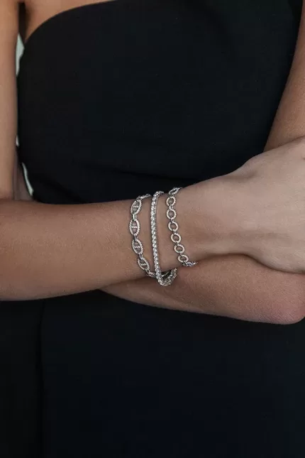 APM Monaco Bracelet Pavé Argent Sterling